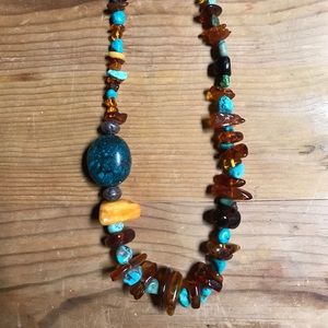 Sundance Catalog Peyote Bird turq.& amber necklace